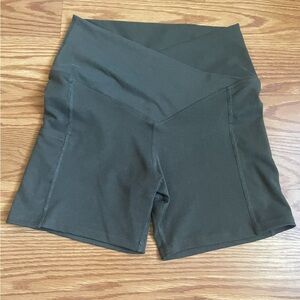 Green high waisted spandex shorts